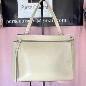 Alberta di Canio large satchel in heavy cream leather.